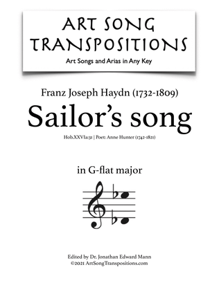 Book cover for HAYDN: Sailor's Song (transposed to G-flat major)