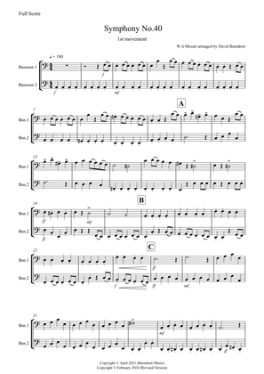 Symphony No.40 (1st movement) for Bassoon Duet