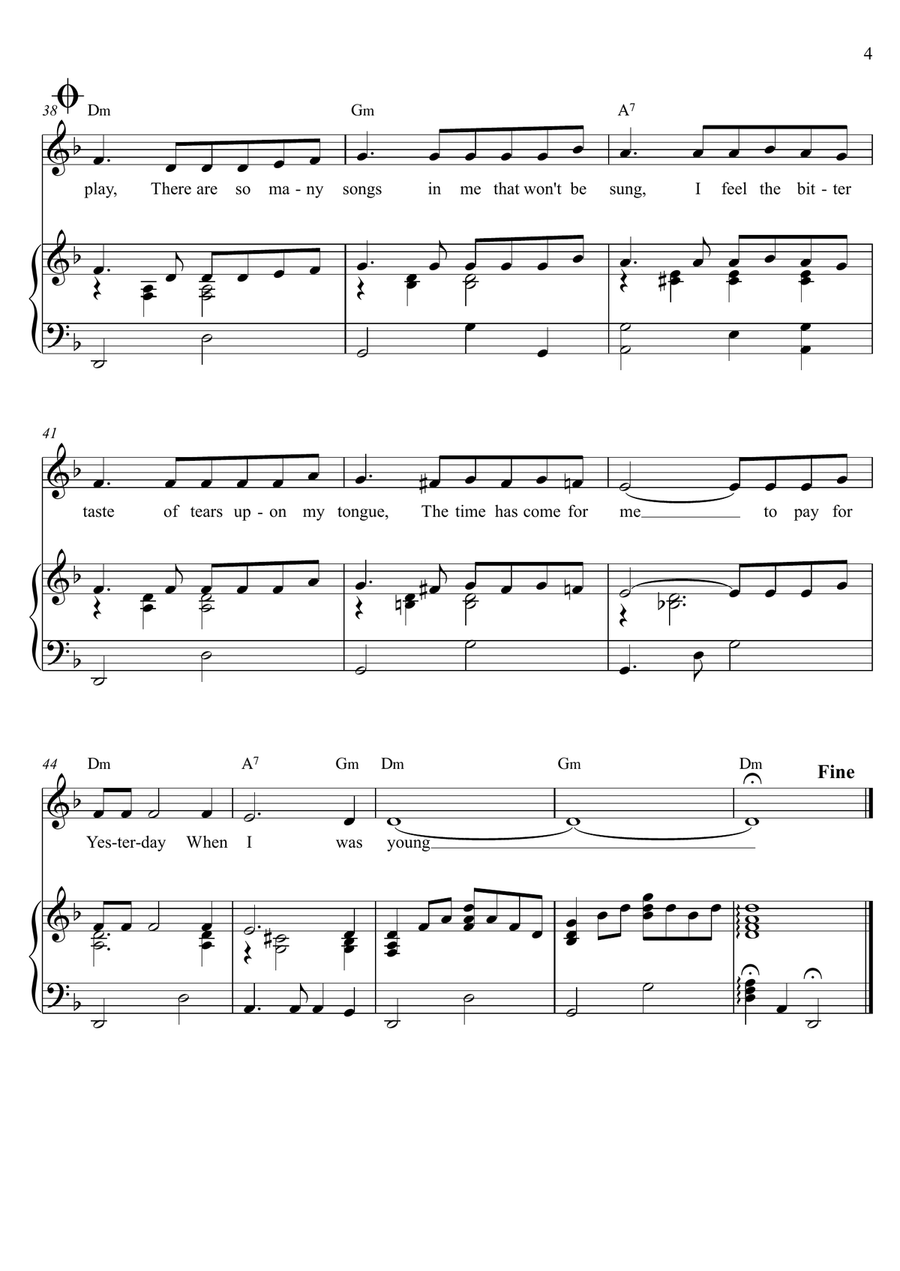 Yesterday, When I Was Young (hier Encore) Voice scores gallery preview page 4