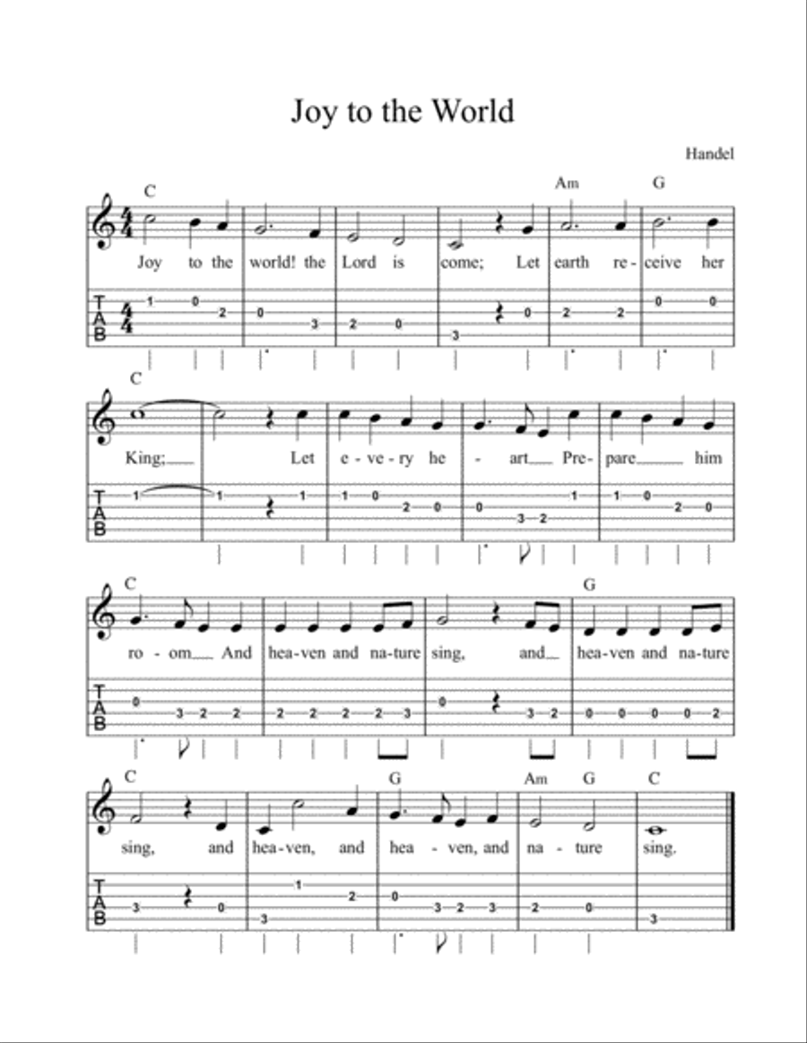 Joy to the World Classical Guitar scores gallery preview page 1