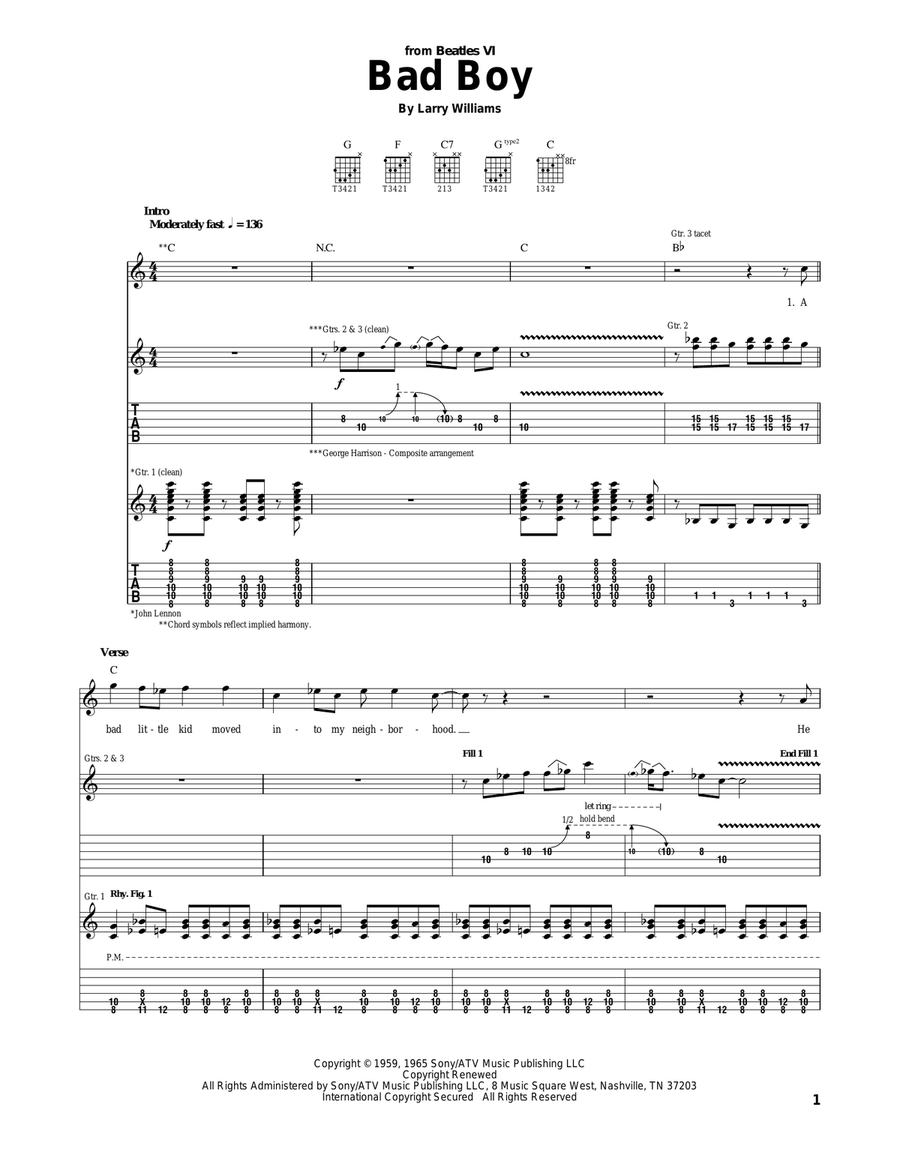 Bad Boy Bad Boy Acoustic Guitar scores gallery preview page 1