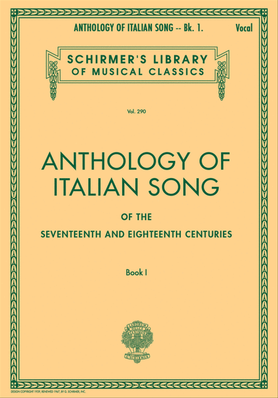 Anthology of Italian Song of the 17th and 18th Centuries – Book I