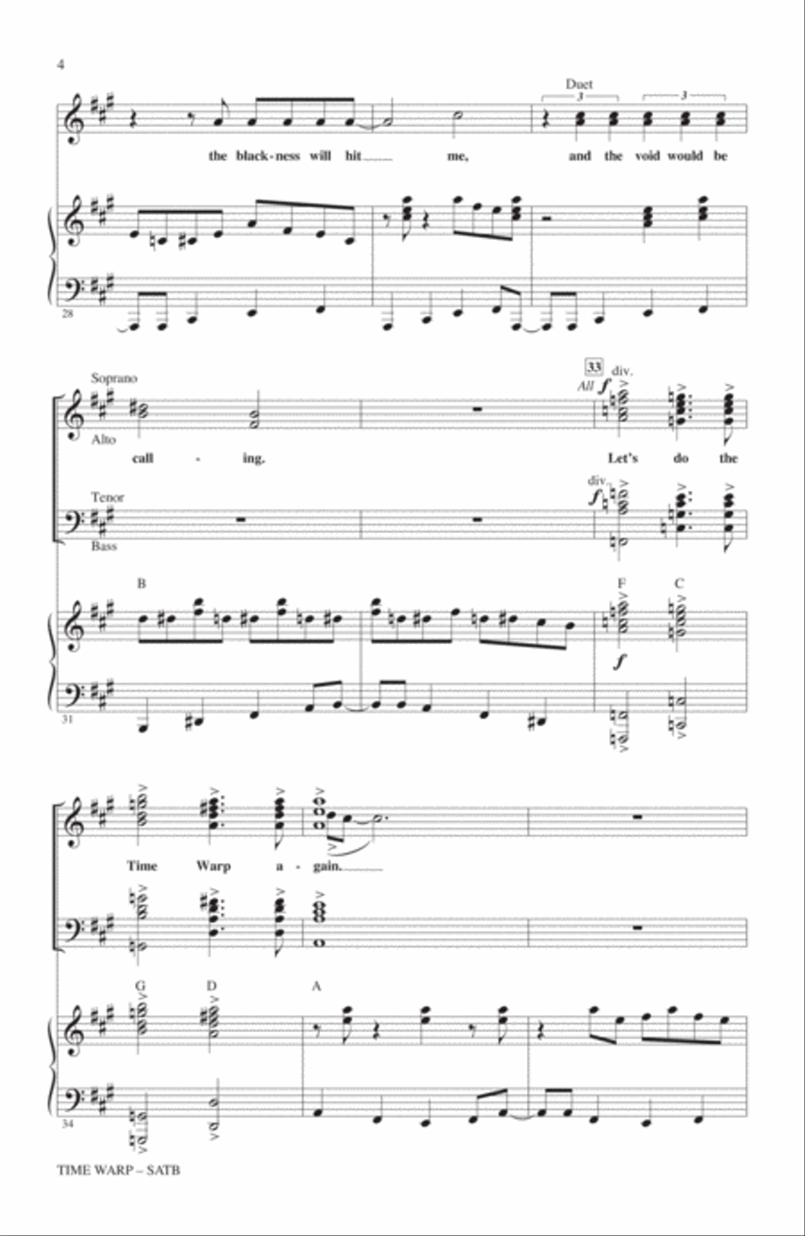 Time Warp 4-Part scores gallery preview page 3