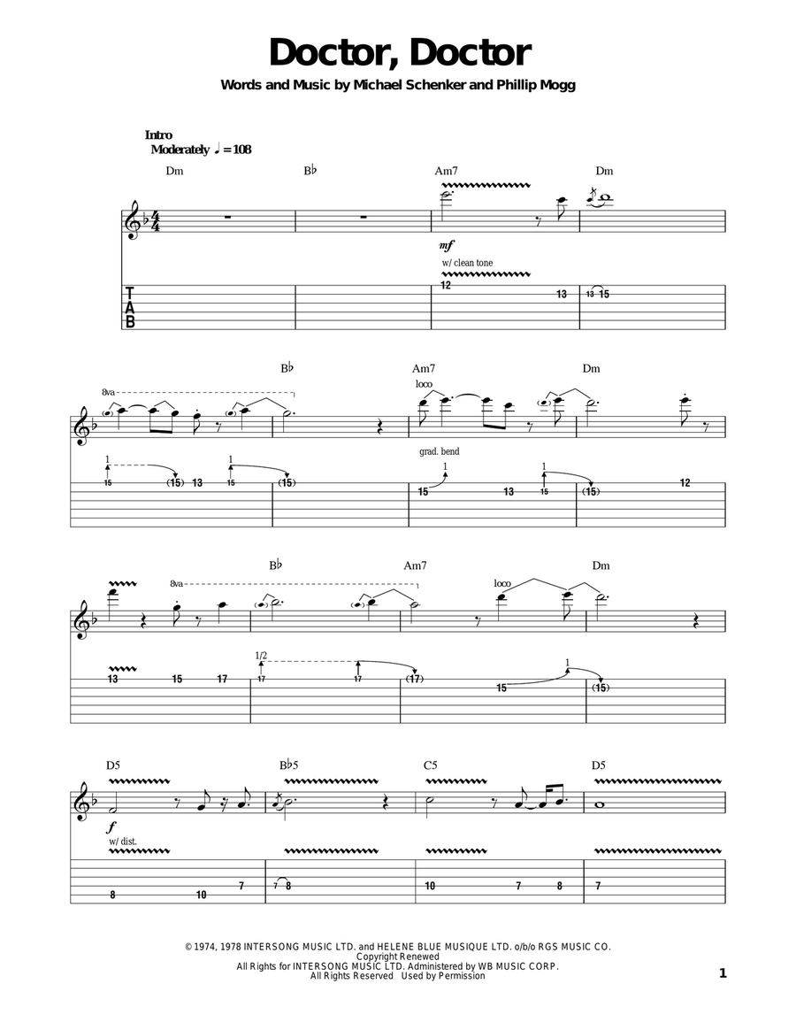 Doctor, Doctor Acoustic Guitar scores gallery preview page 1
