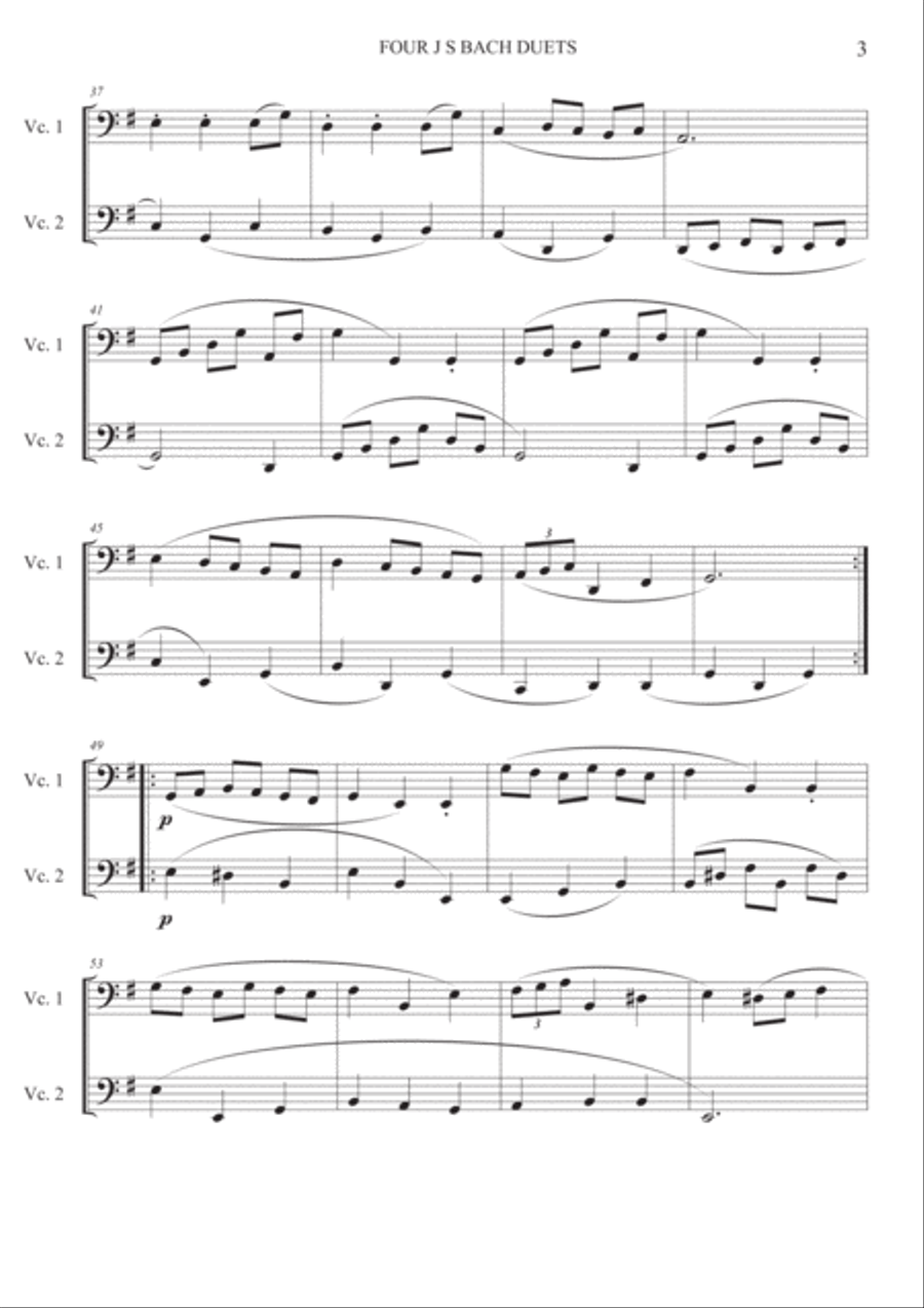 Cello duets - 4 duets from Bach's 'Little notebook'. String Duet scores gallery preview page 3