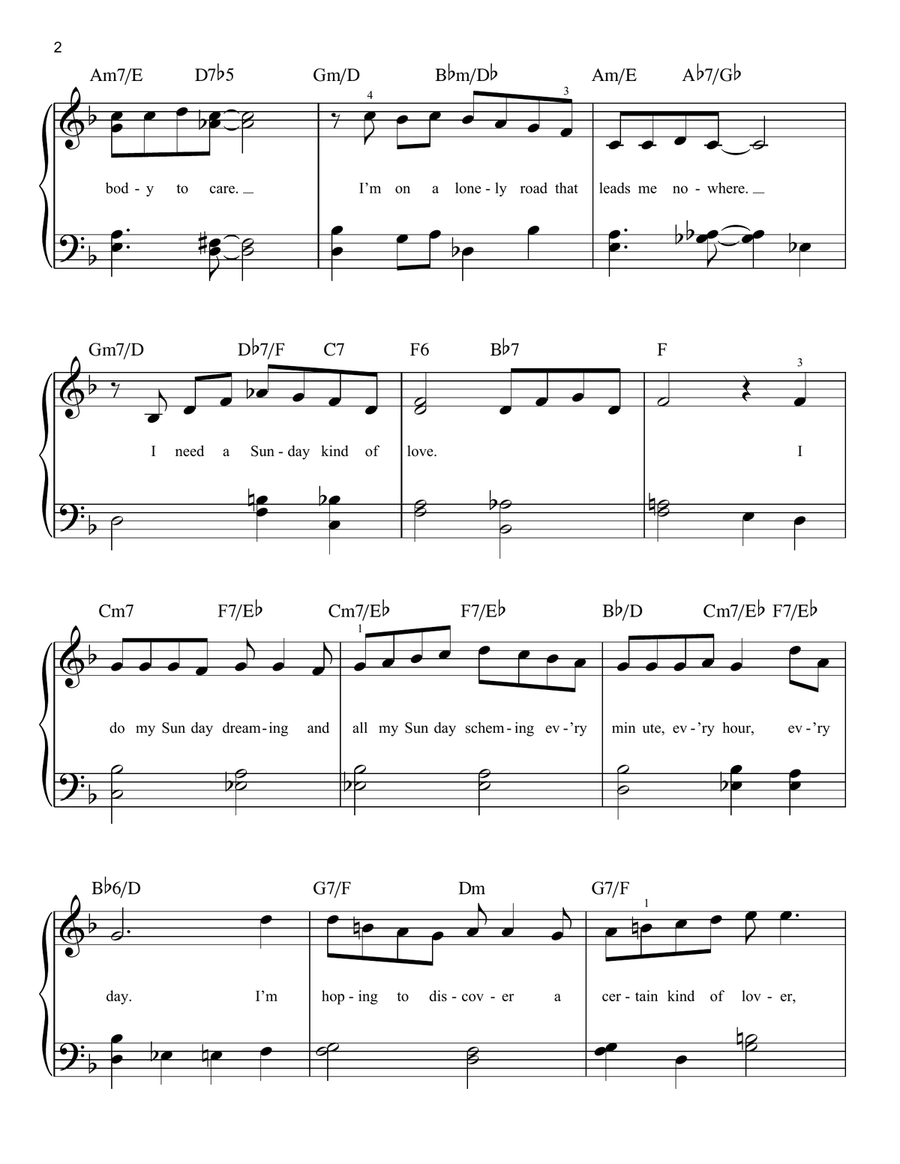 A Sunday Kind Of Love A Sunday Kind Of Love Easy Piano scores gallery preview page 2
