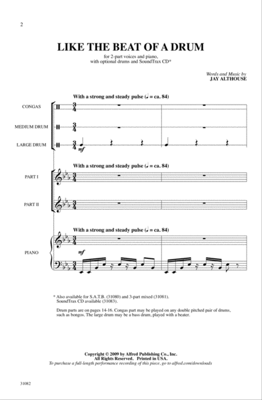 Like the Beat of a Drum 2-Part scores gallery preview page 1