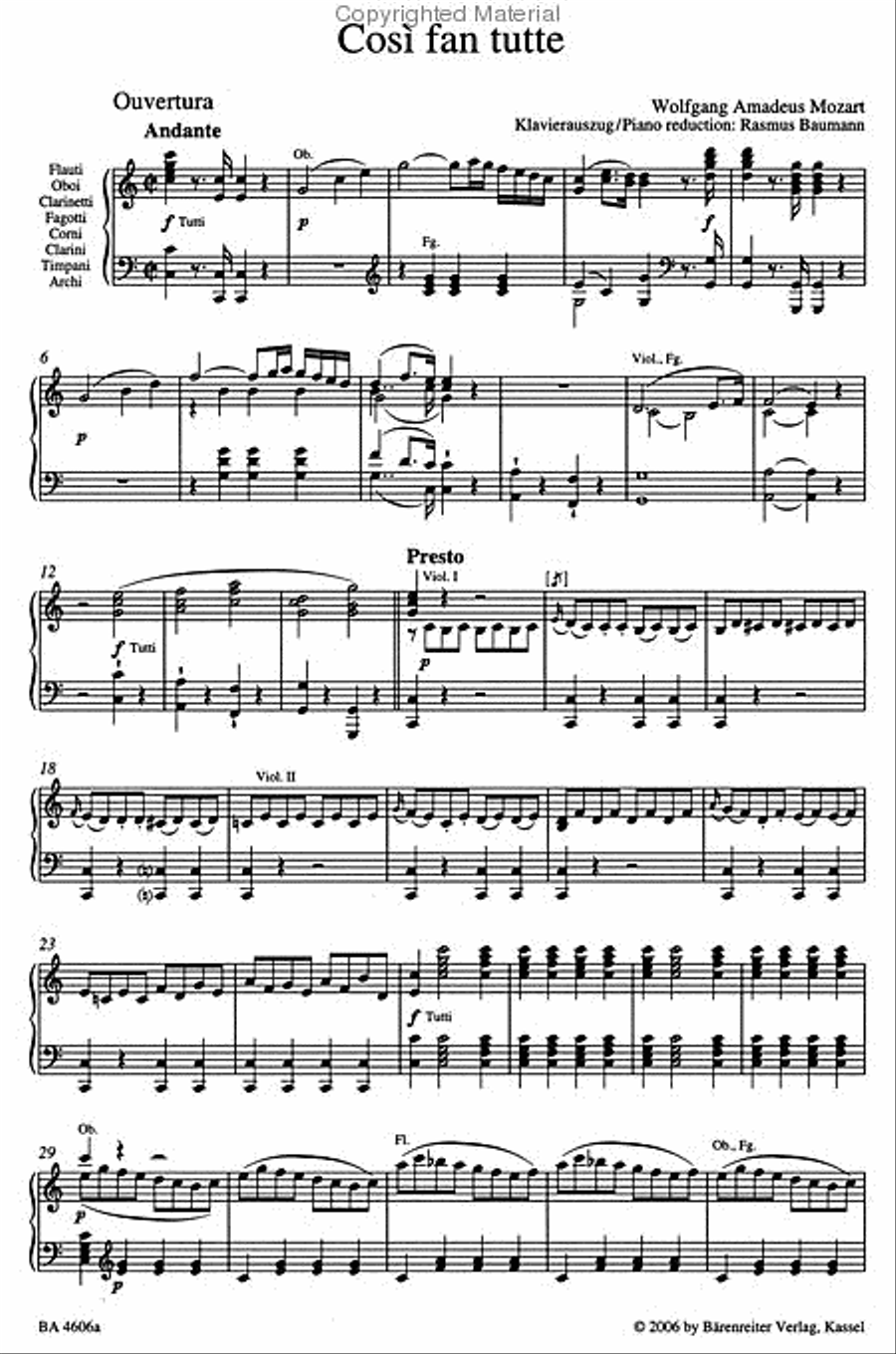 Cosi fan tutte ossia La scuola degli amanti, KV 588 4-Part scores gallery preview page 3