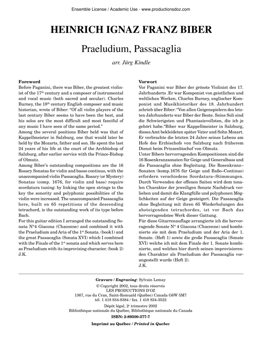 Praeludium, Passacaglia Praeludium, Passacaglia Classical Guitar scores gallery preview page 1