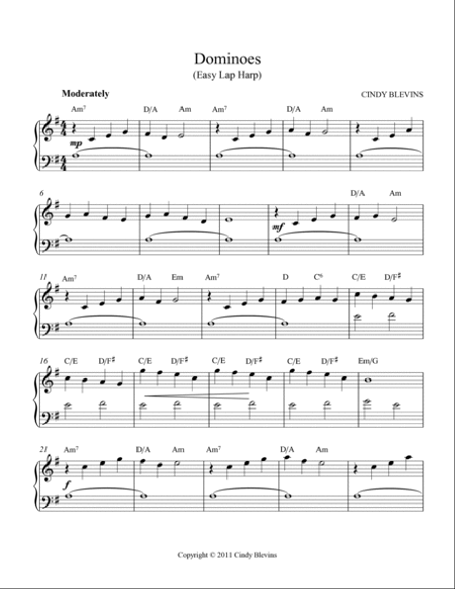 Dominoes, Easy Lap Harp Solo Lap Harp scores gallery preview page 2