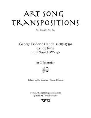 Book cover for HANDEL: Crude furie (transposed to G-flat major)