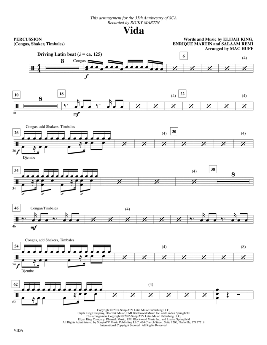 Vida - Percussion Choir scores gallery preview page 1
