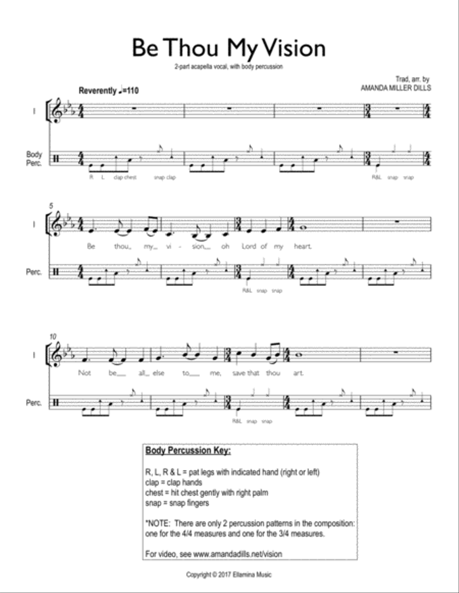 Be Thou My Vision (acapella vocal duet, with body percussion) A Cappella scores gallery preview page 1