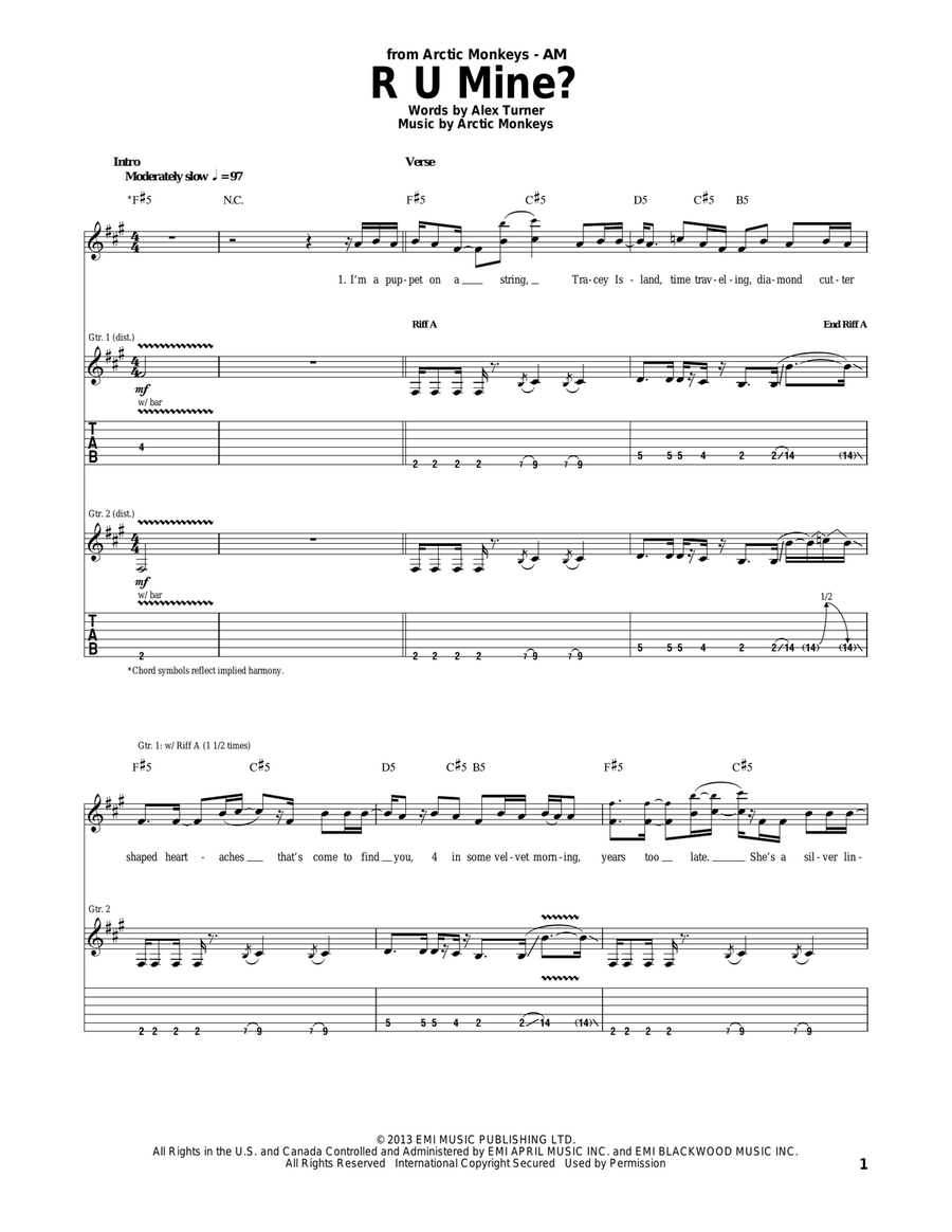 R U Mine? Acoustic Guitar scores gallery preview page 1