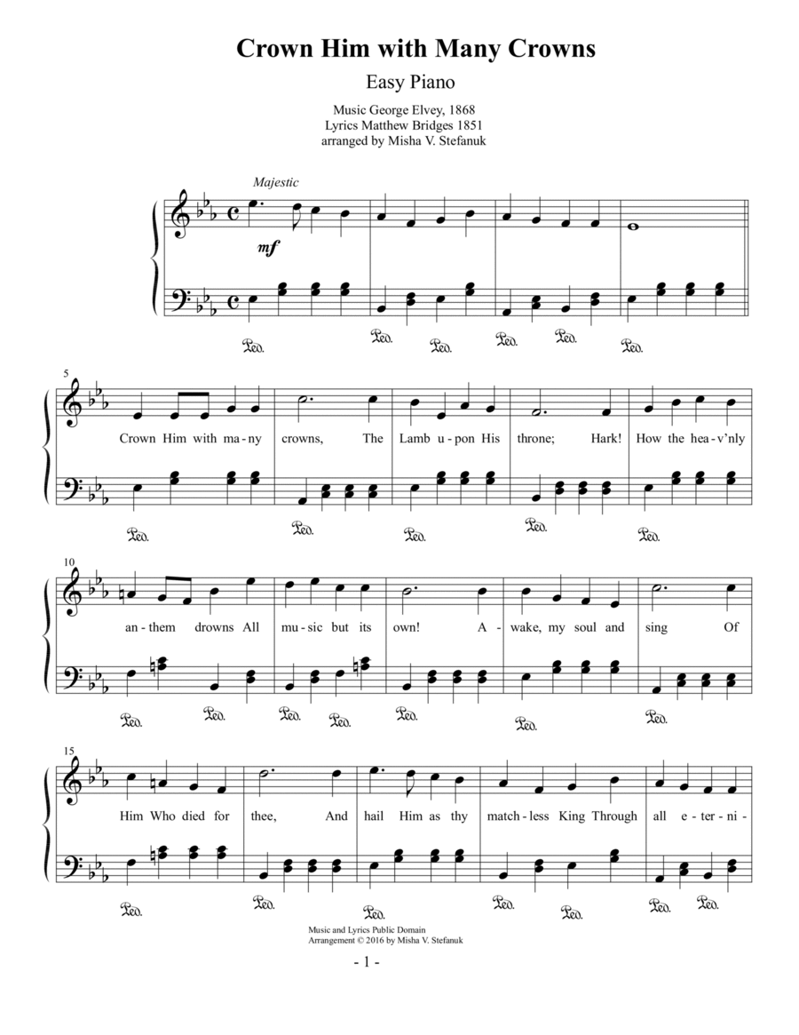 Crown Him with Many Crowns Easy Piano Easy Piano scores gallery preview page 1