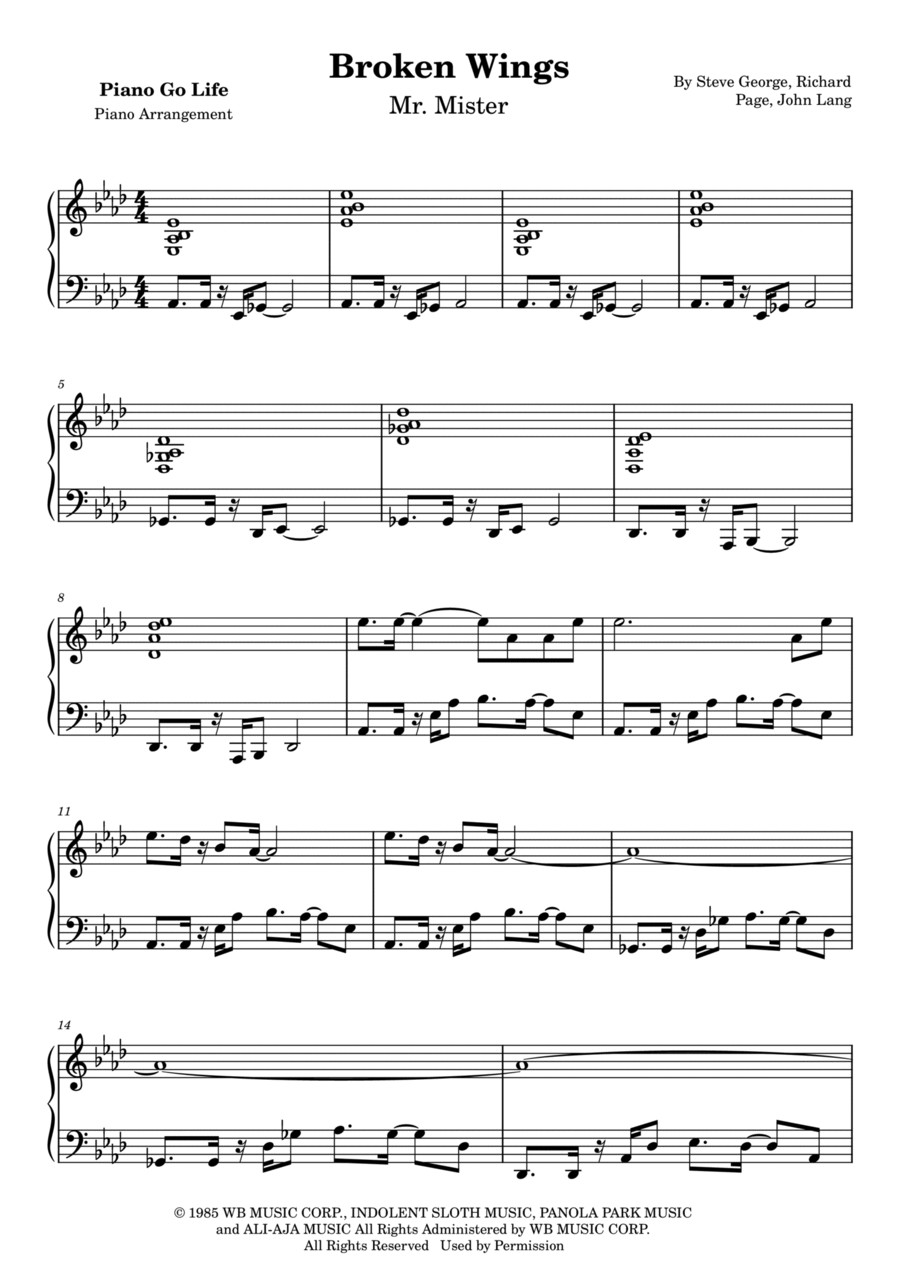 Broken Wings Piano Solo scores gallery preview page 1