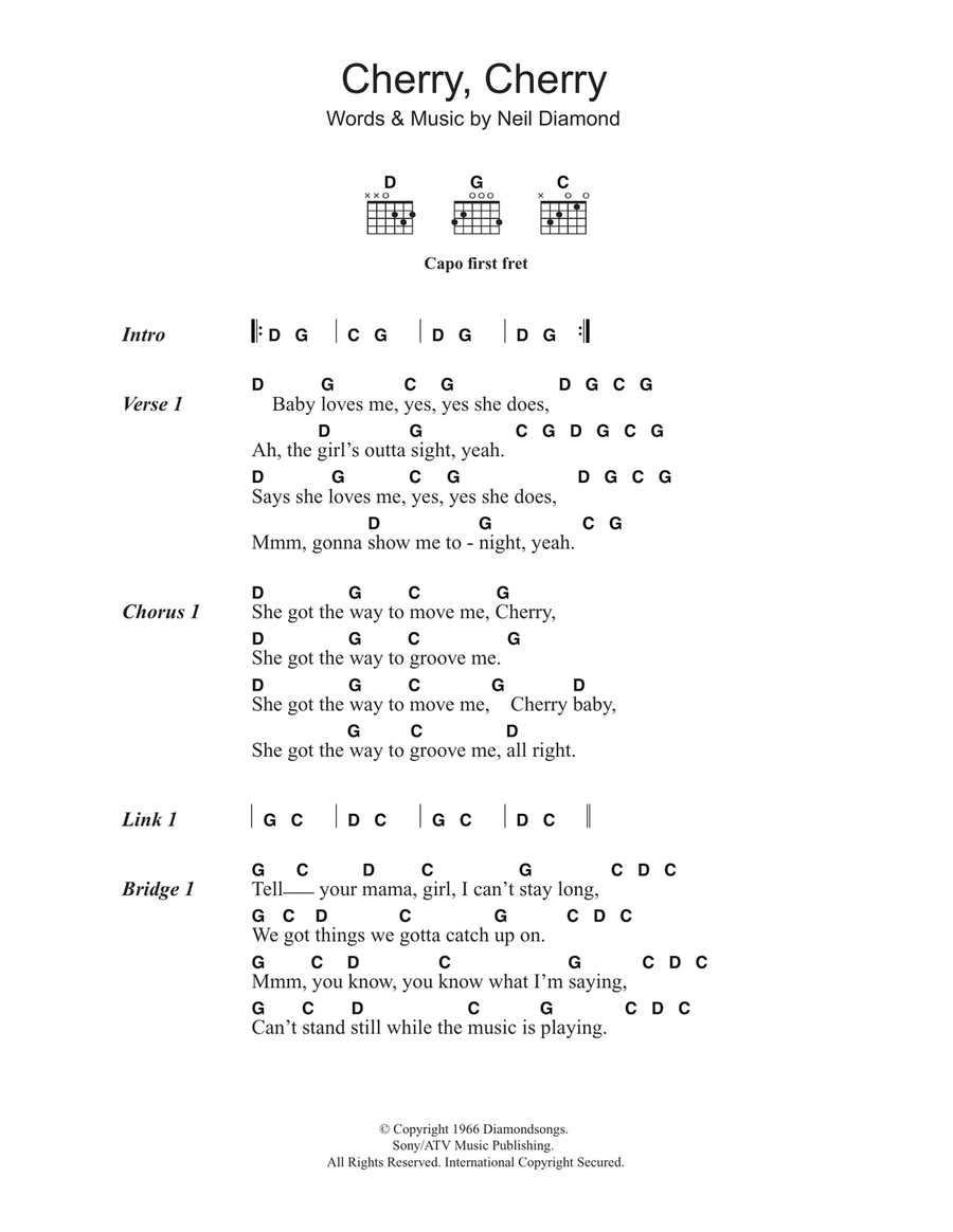Cherry, Cherry Cherry, Cherry Acoustic Guitar scores gallery preview page 1