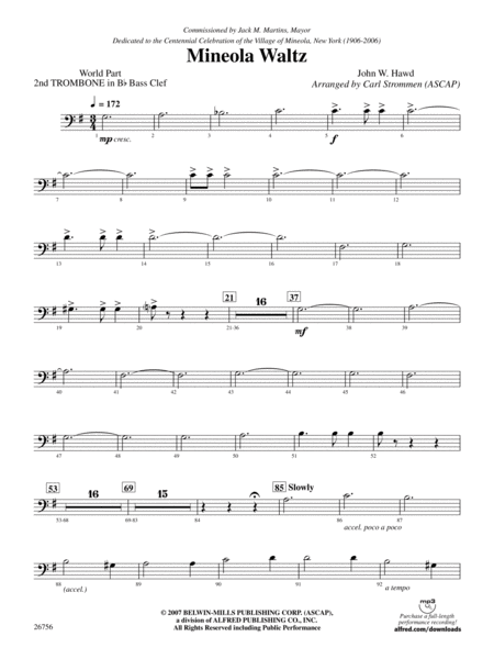 Mineola Waltz: (wp) 2nd B-flat Trombone B.C.