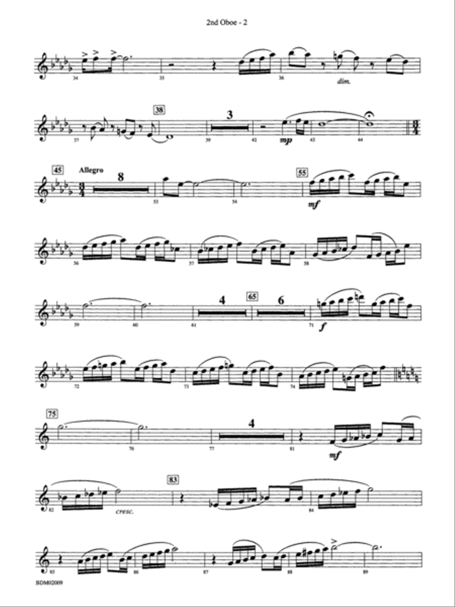 Thine Alabaster Cities Gleam (A Message of Hope for America): 2nd Oboe Concert Band scores gallery preview page 2