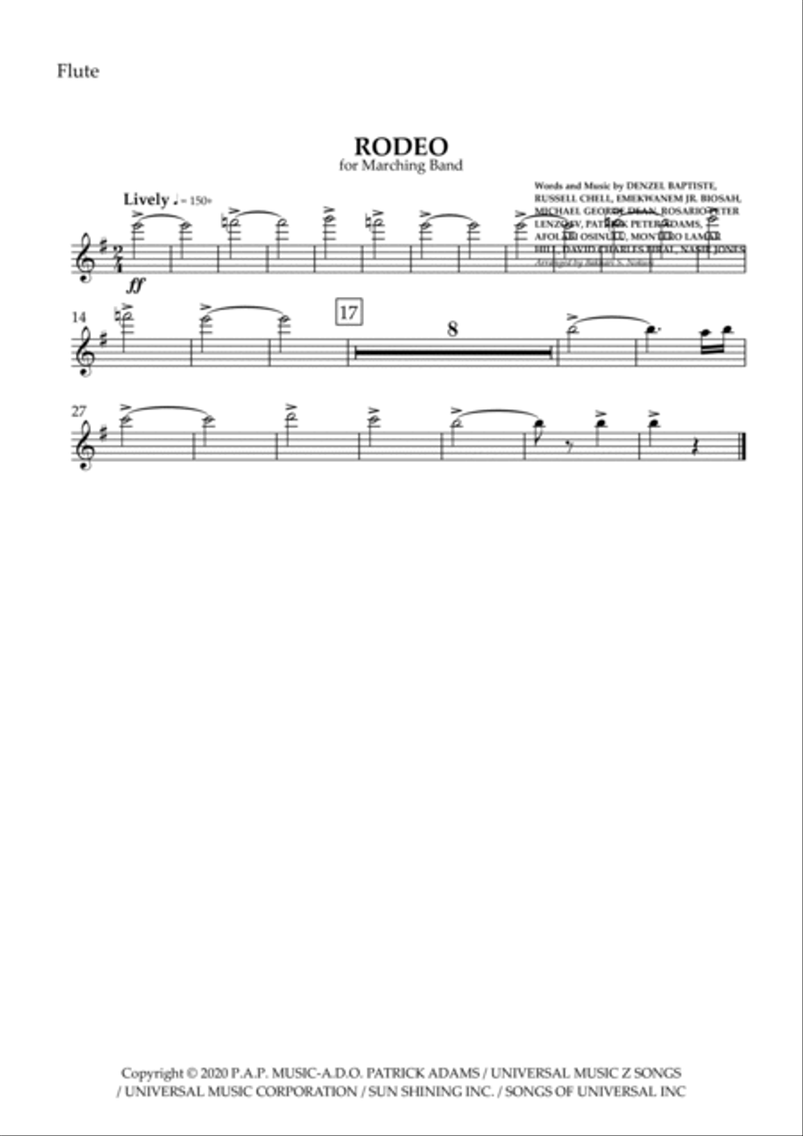 Rodeo (feat. Nas) Marching Band scores gallery preview page 5