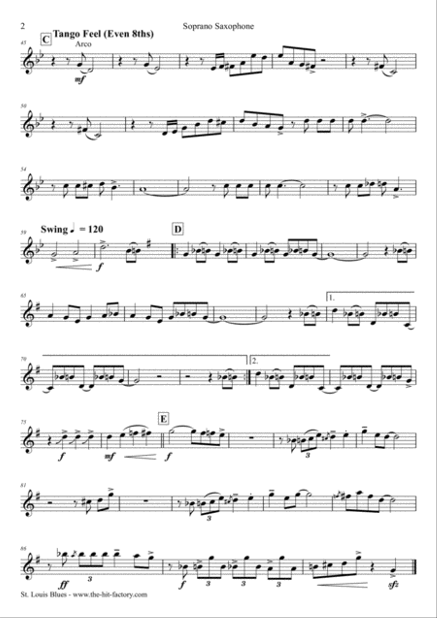 St. Louis Blues - Saxophone Quartet Saxophone Quartet scores gallery preview page 6