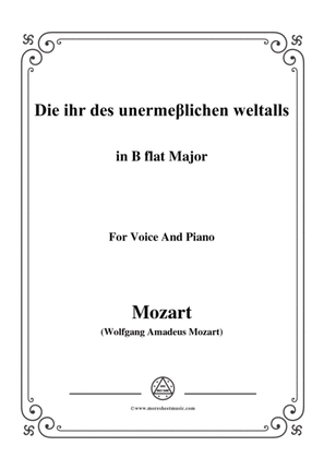 Mozart-Die ihr des unermeβlichen weltalls,in B flat Major,for Voice and Piano