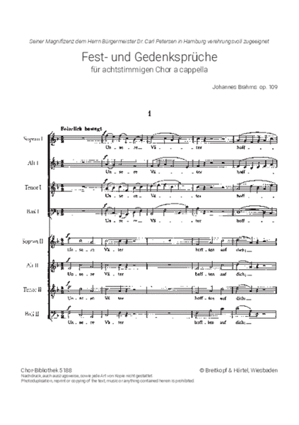 Fest- und Gedenksprueche Op. 109