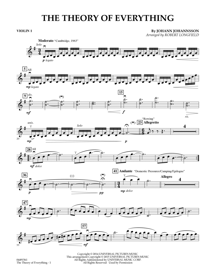 The Theory of Everything - Violin 1 Violin scores gallery preview page 1