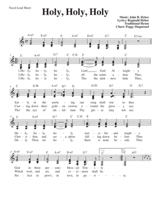 Holy, Holy, Holy (Key of C-Db) Vocal Lead Sheet (3-parts)