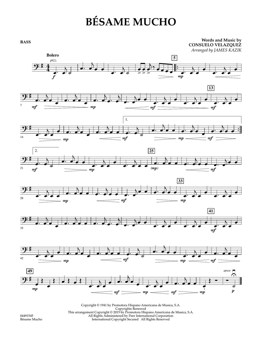 Besame Mucho - String Bass Orchestra scores gallery preview page 1