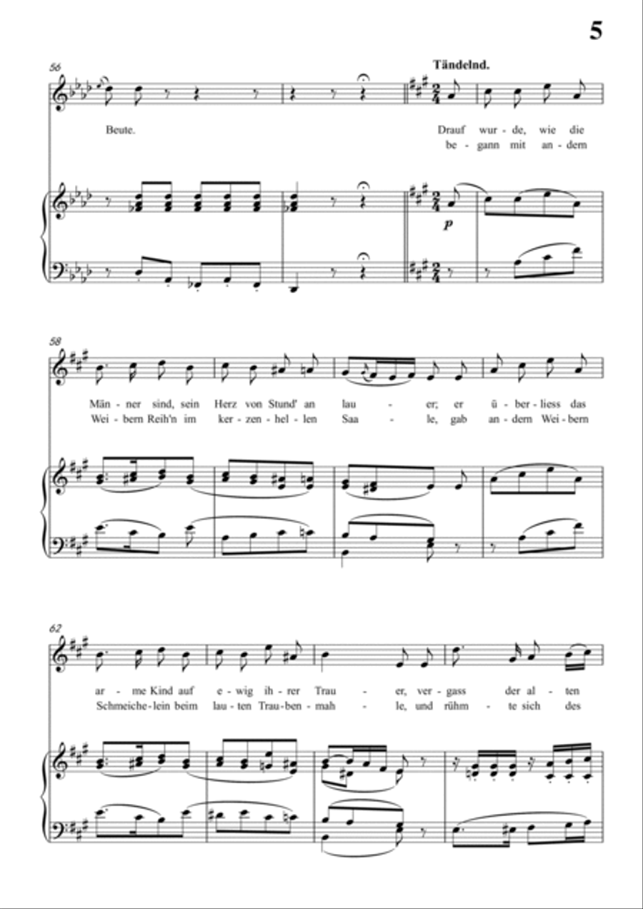 Schubert-Die Nonne in bA D.208,for Vocal and Piano Voice scores gallery preview page 6