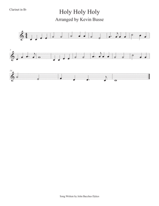 Holy Holy Holy (Easy key of C) Clarinet