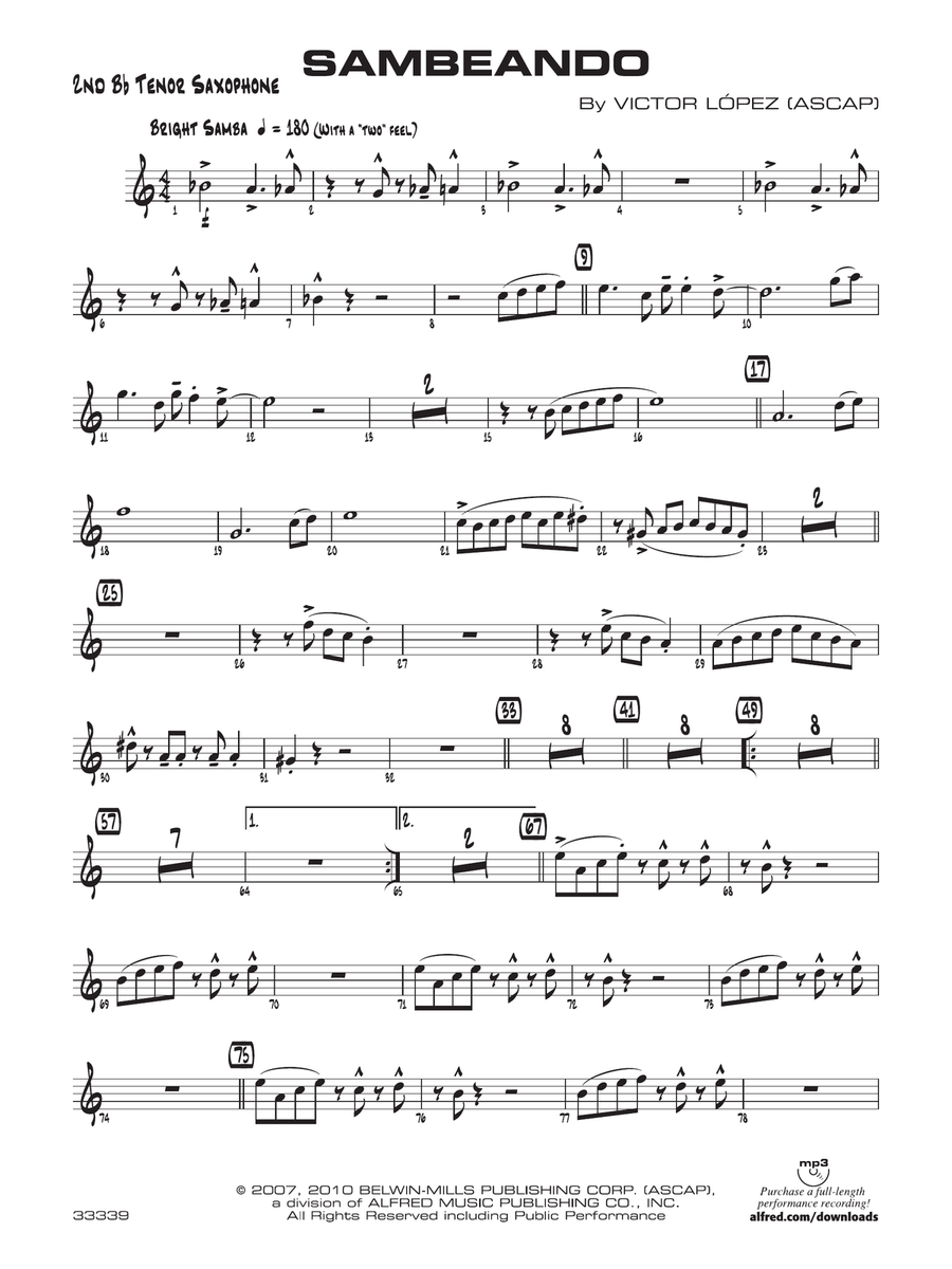 Sambeando: 2nd B-flat Tenor Saxophone