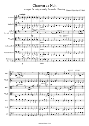 Chanson de Nuit by Sir Edward Elgar (for string sextet or viola and strings)