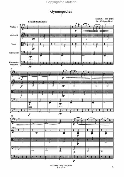 Gymnopédies I-III für Streichquartett