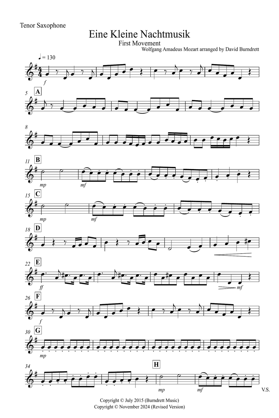 Eine Kleine (1st Movement) for Tenor Saxophone and Bassoon Duet Woodwind Duet scores gallery preview page 3