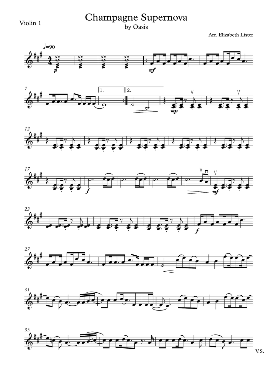 Champagne Supernova String Trio scores gallery preview page 1