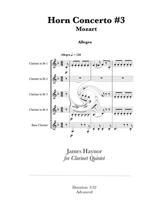Horn Concerto #3 Finale for Clarinet Quintet