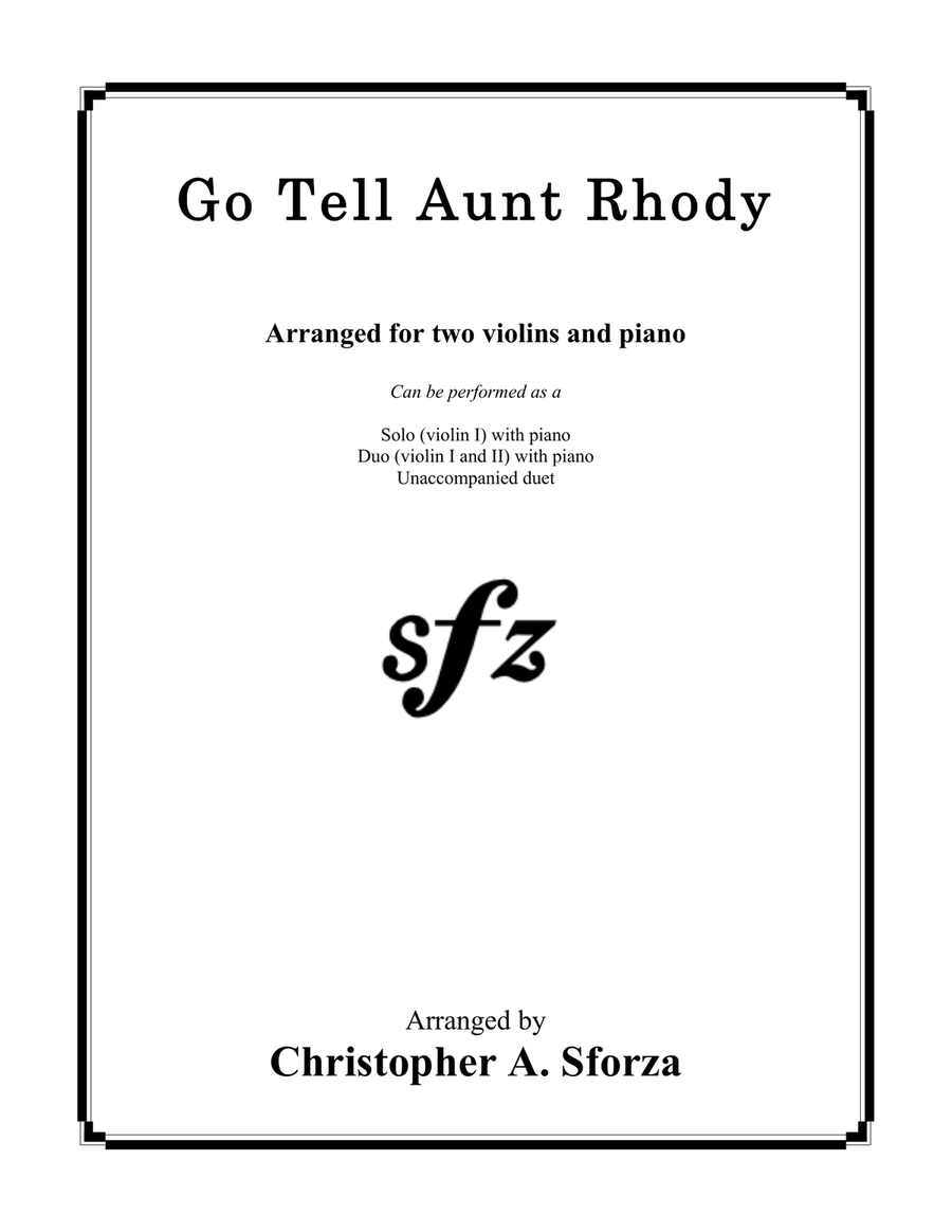 Go Tell Aunt Rhody, for two violins and piano String Duet scores gallery preview page 1