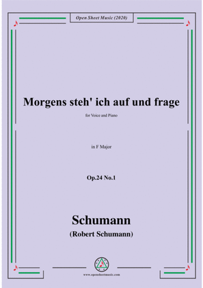Book cover for Schumann-Morgens steh' ich auf,Op.24 No.1,in F Major