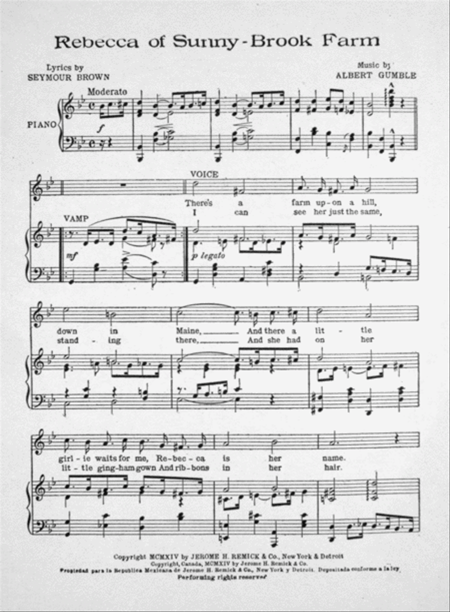 Rebecca of Sunnybrook Farm. Song Voice scores gallery preview page 2
