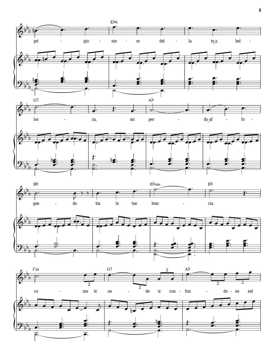 Unico Amore Piano, Vocal, Guitar scores gallery preview page 3