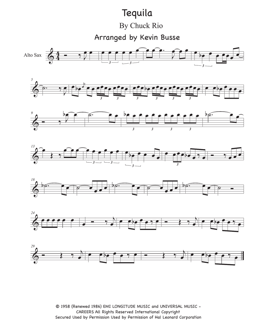 Tequila Alto Saxophone scores gallery preview page 1