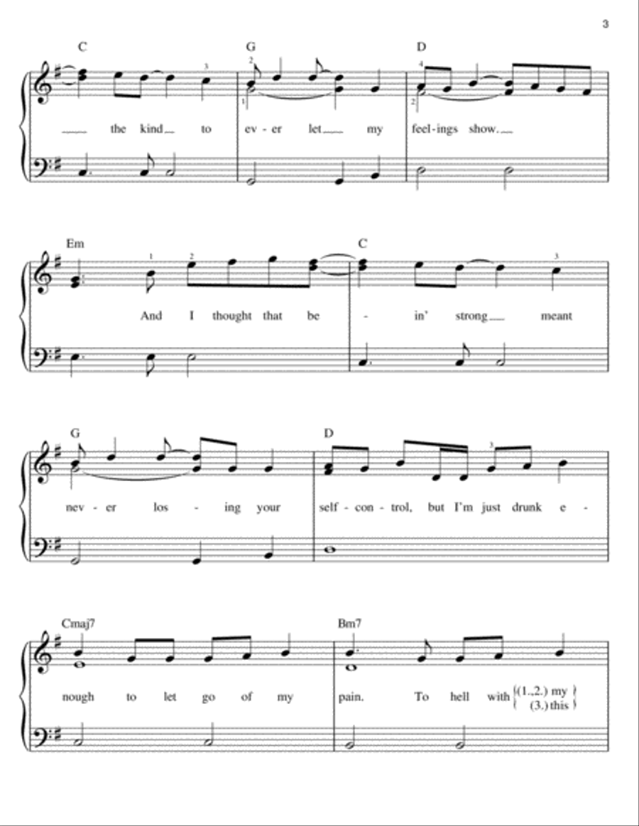 Tonight I Wanna Cry Tonight I Wanna Cry Easy Piano scores gallery preview page 3