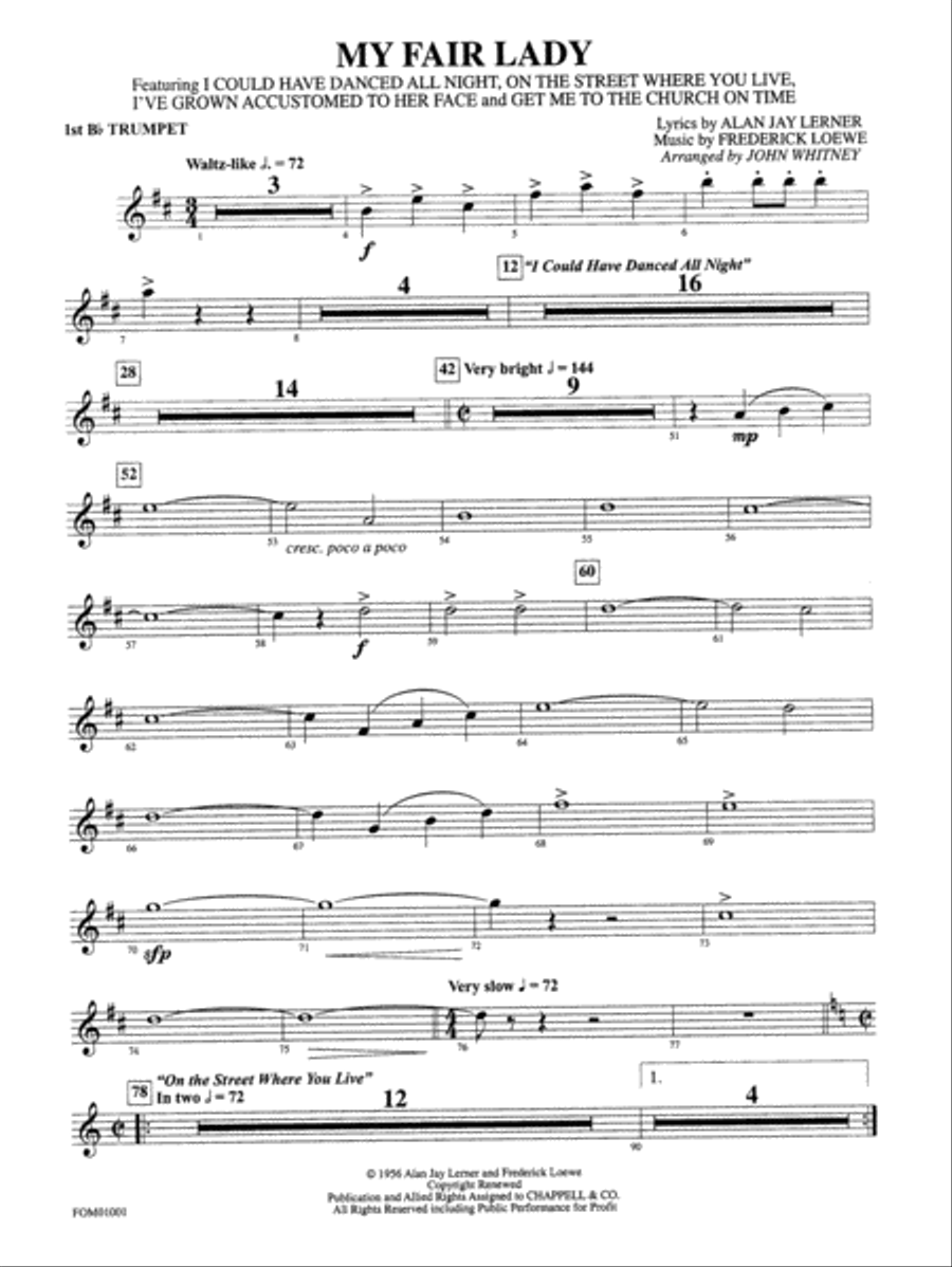 My Fair Lady (Medley): 1st B-flat Trumpet Full Orchestra scores gallery preview page 1