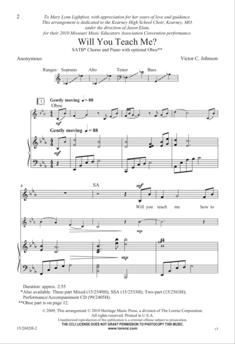 Will You Teach Me? Will You Teach Me? 4-Part scores gallery preview page 3