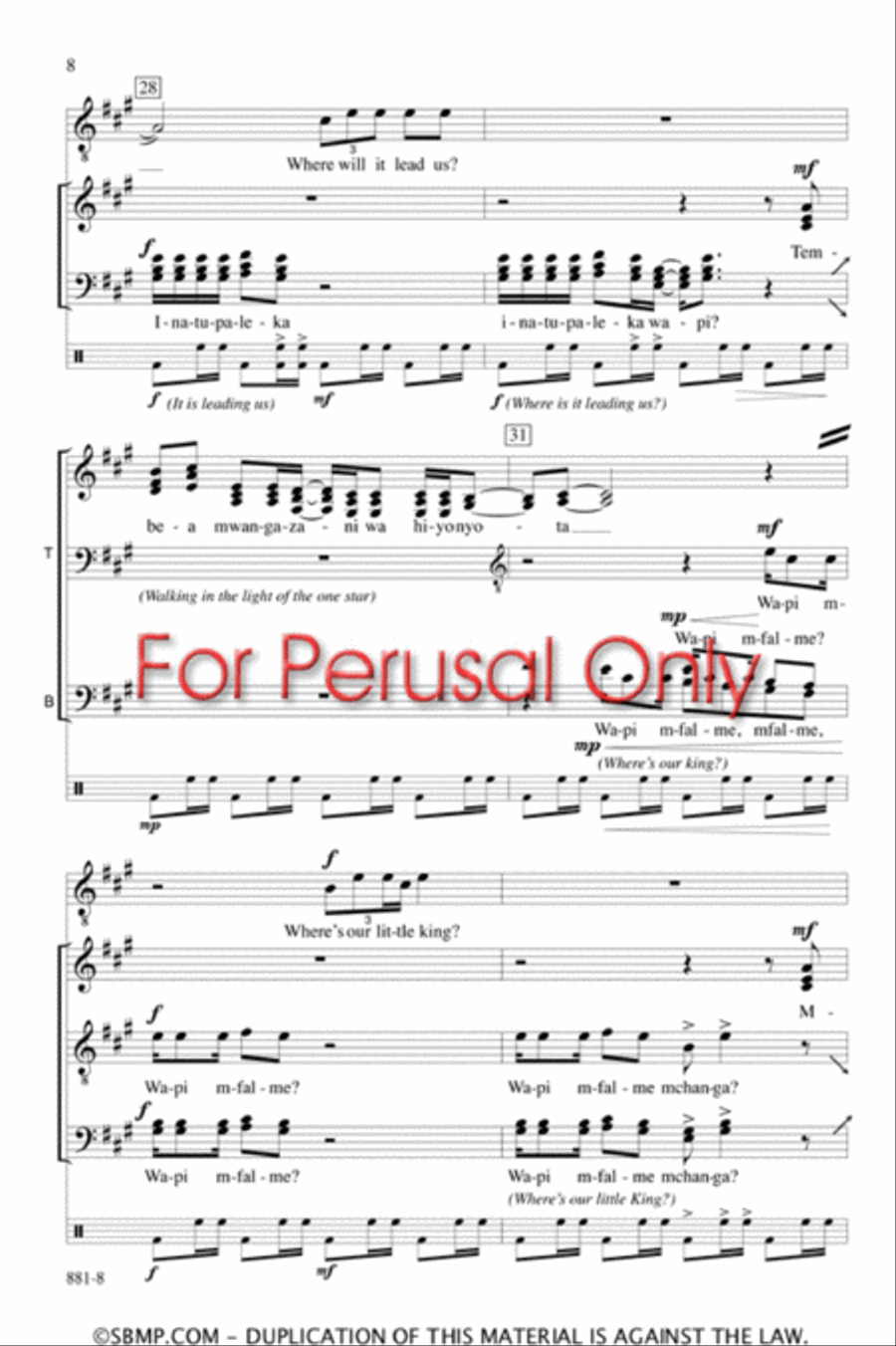Alleluyah Sasa - SATB divisi Octavo Divisi scores gallery preview page 7