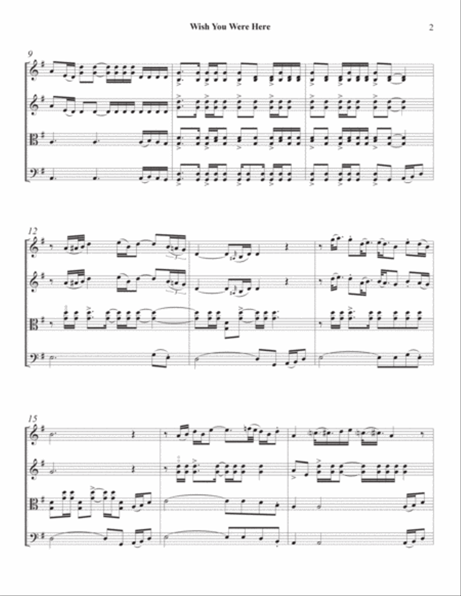 Wish You Were Here String Quartet scores gallery preview page 2