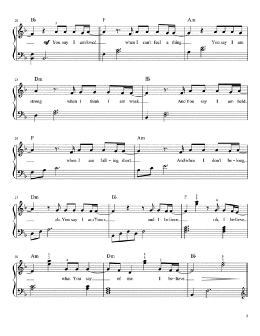 You Say Easy Piano scores gallery preview page 2