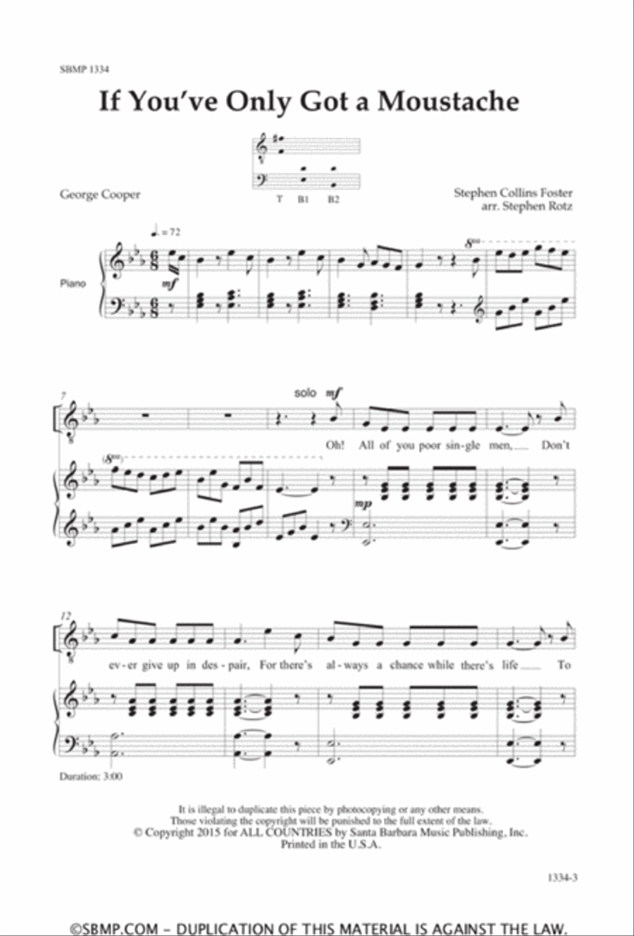 If You've Only Got a Moustache - TB Octavo TB scores gallery preview page 2
